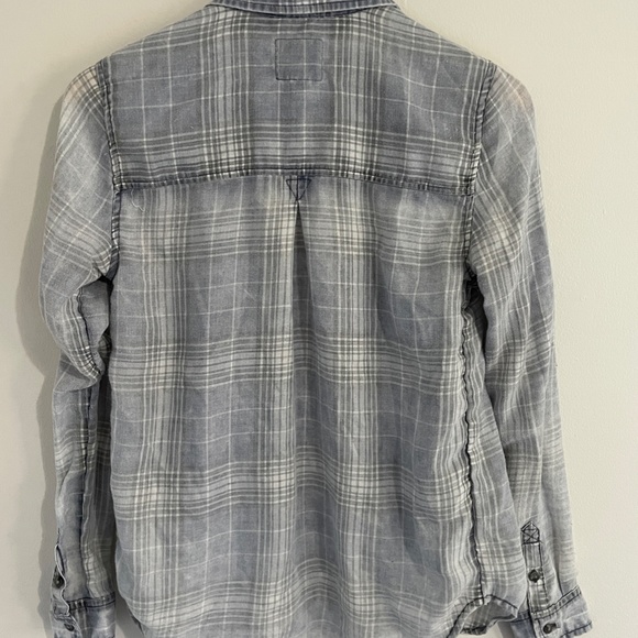 American Eagle Washed Blue Plaid Shirt XS - Picture 2 of 3